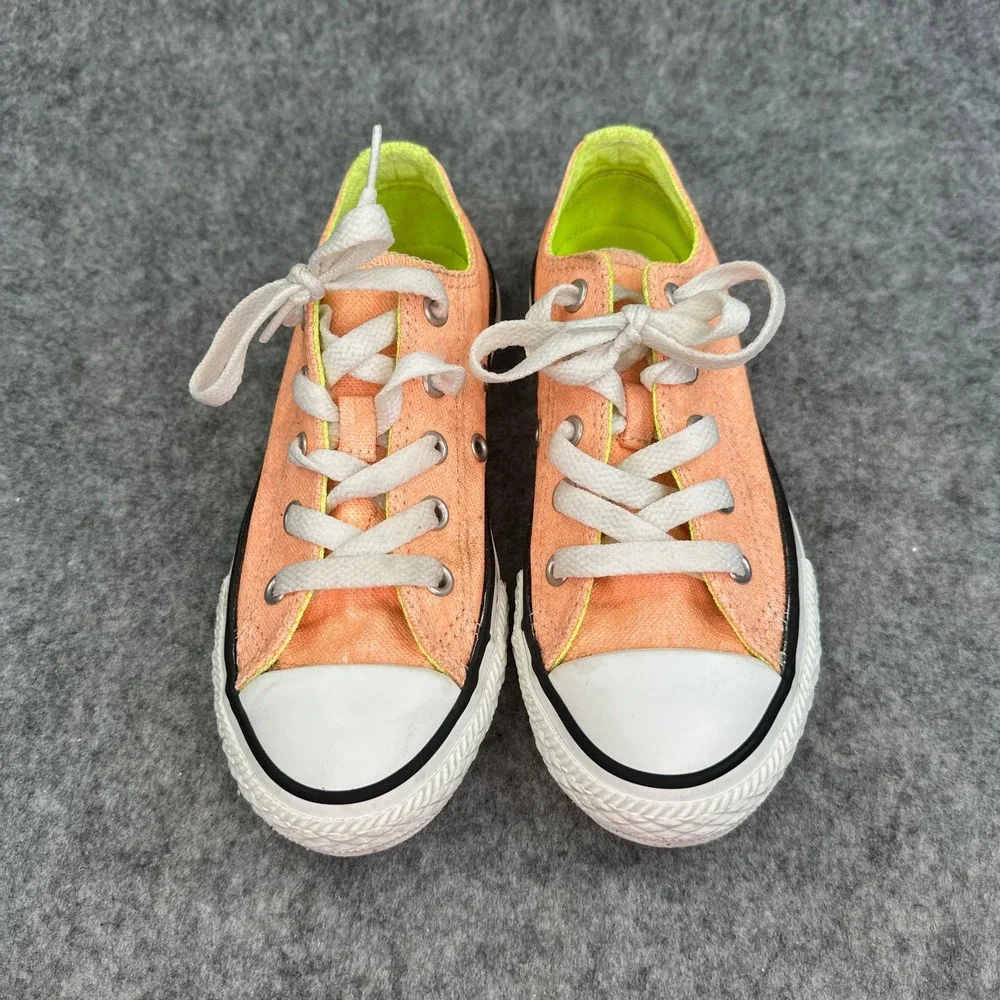 Converse Chuck Taylor All Star Junior 12 Neon Orange Yellow Low Top 637348F